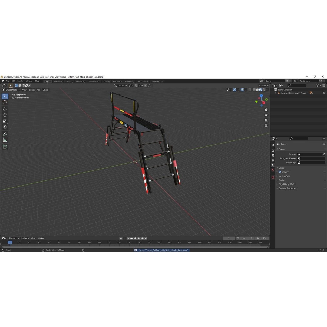 Rescue Platform 3D Model – Emergency Equipment with Stairs, FBX/OBJ - View 25