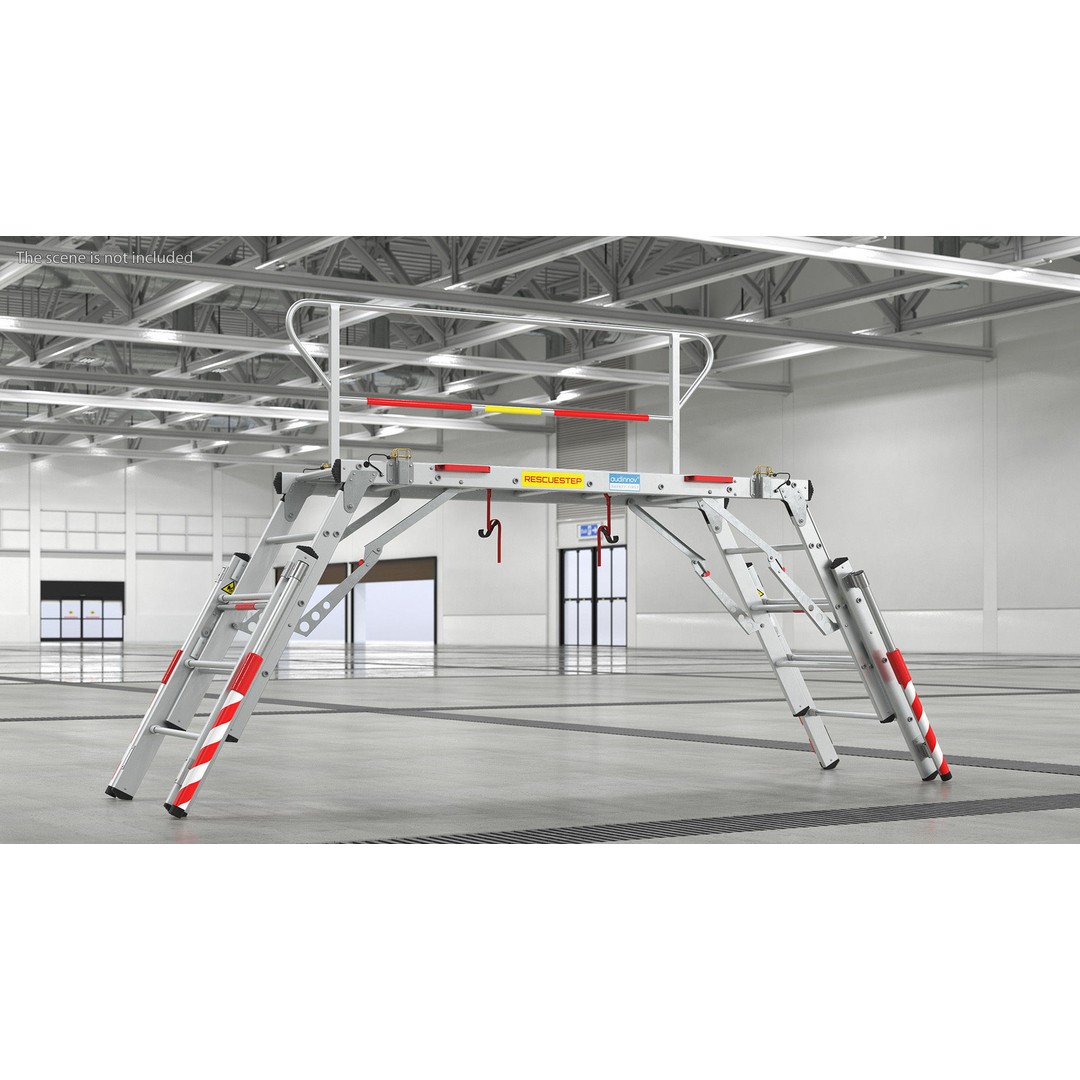 Rescue Platform 3D Model – Emergency Equipment with Stairs, FBX/OBJ - View 3
