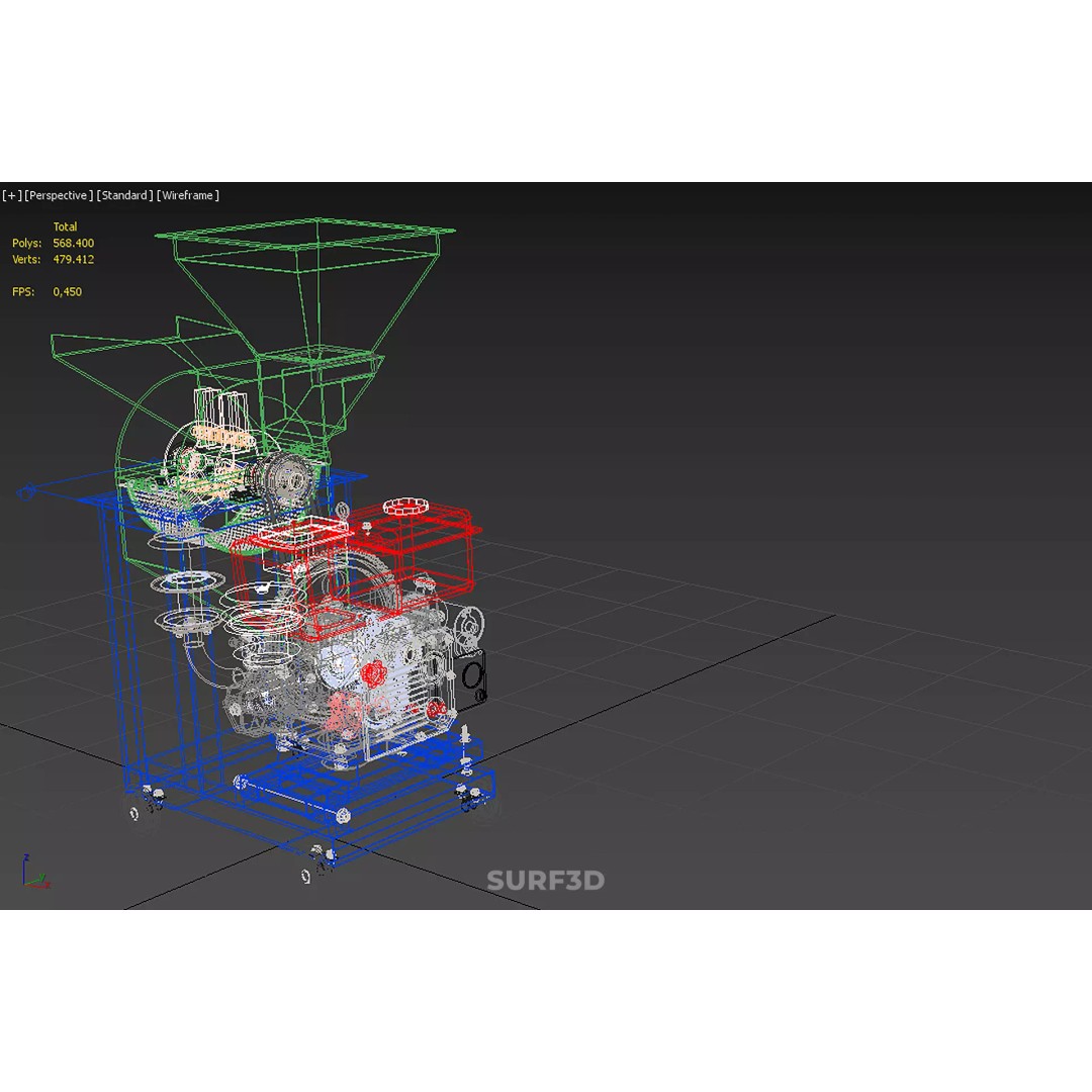 Heavy Duty Cutter Mulcher Machine 3D Model – PBR, FBX, Game Ready
