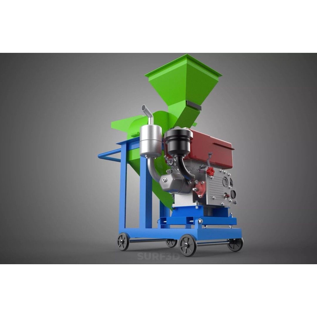 Heavy Duty Cutter Mulcher Machine 3D Model – PBR, FBX, Game Ready - View 13