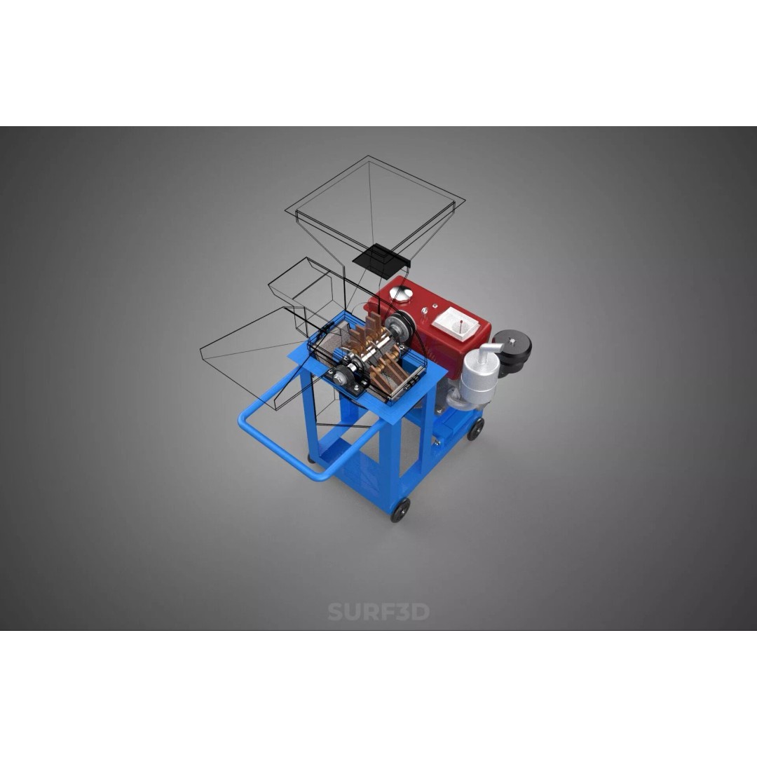 Heavy Duty Cutter Mulcher Machine 3D Model – PBR, FBX, Game Ready - View 6