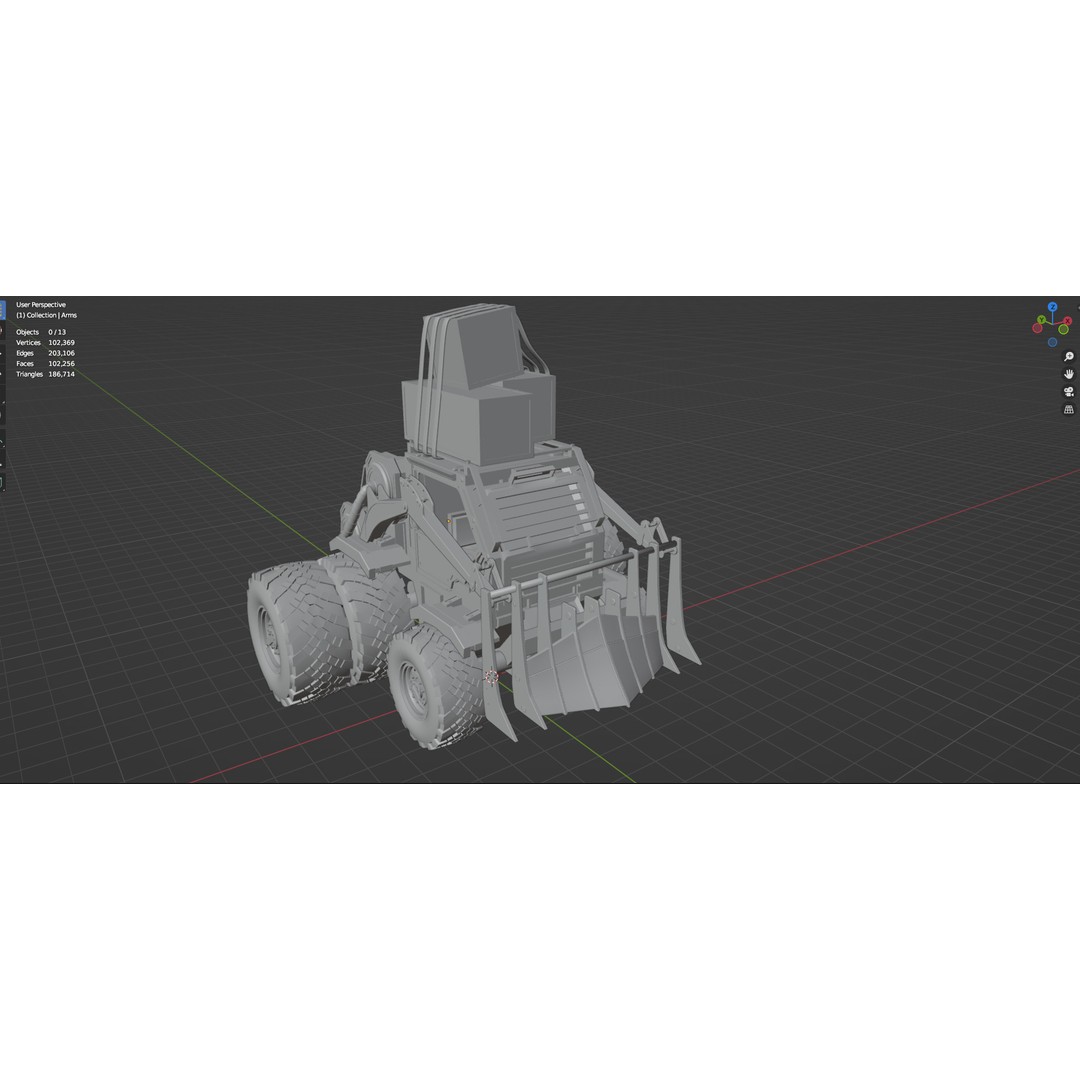 Industrial Dozer 3D Model – Low Poly Untextured Asset, FBX, OBJ
