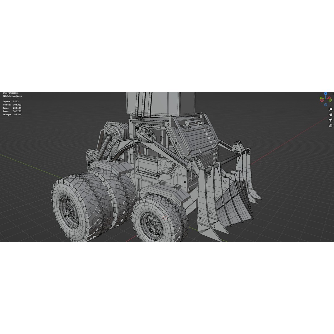 Industrial Dozer 3D Model – Low Poly Untextured Asset, FBX, OBJ - View 11