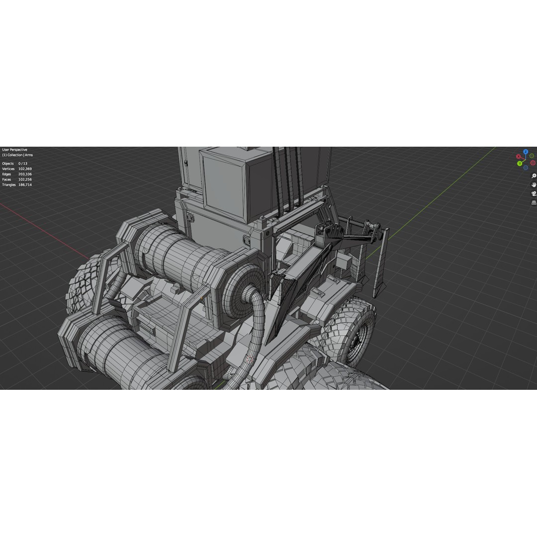 Industrial Dozer 3D Model – Low Poly Untextured Asset, FBX, OBJ - View 15