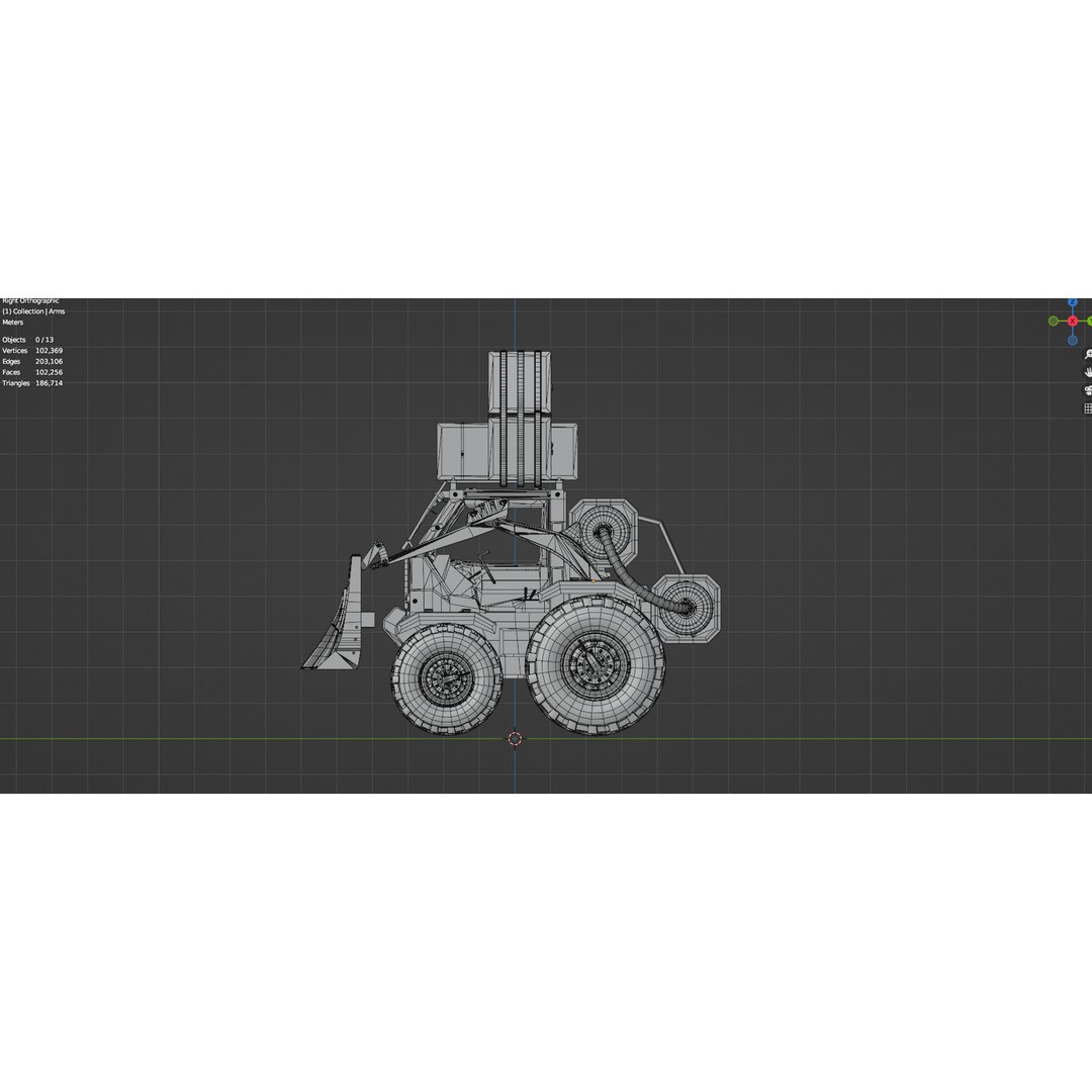 Industrial Dozer 3D Model – Low Poly Untextured Asset, FBX, OBJ - View 17