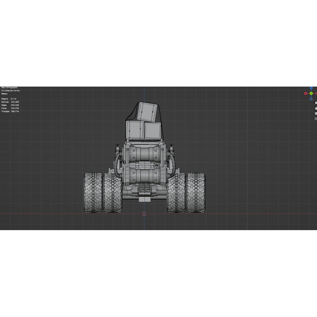 Industrial Dozer 3D Model – Low Poly Untextured Asset, FBX, OBJ - View 18