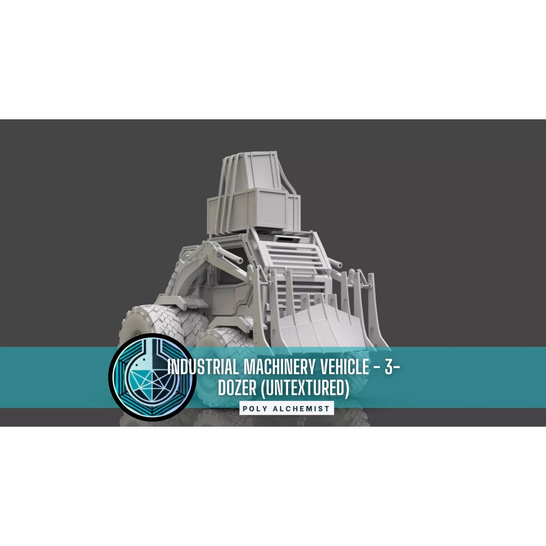 Industrial Dozer 3D Model – Low Poly Untextured Asset, FBX, OBJ - View 2