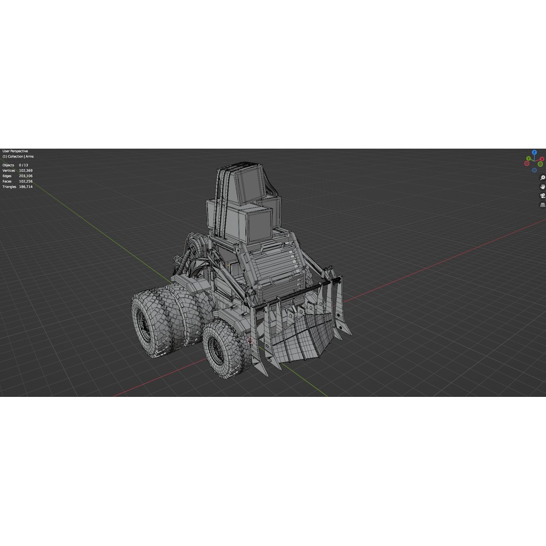 Industrial Dozer 3D Model – Low Poly Untextured Asset, FBX, OBJ - View 20