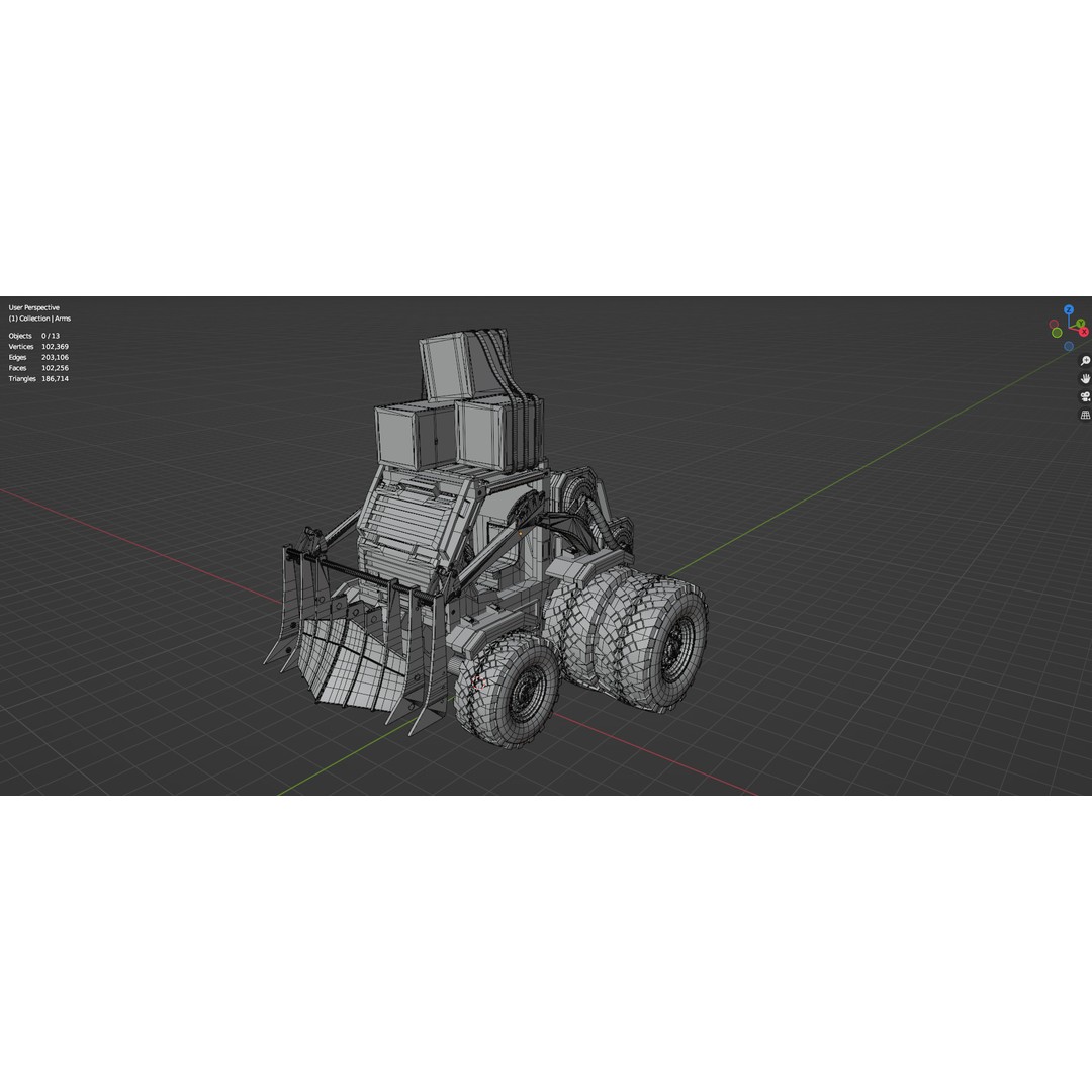 Industrial Dozer 3D Model – Low Poly Untextured Asset, FBX, OBJ - View 21