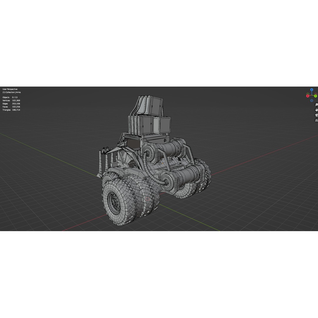 Industrial Dozer 3D Model – Low Poly Untextured Asset, FBX, OBJ - View 22