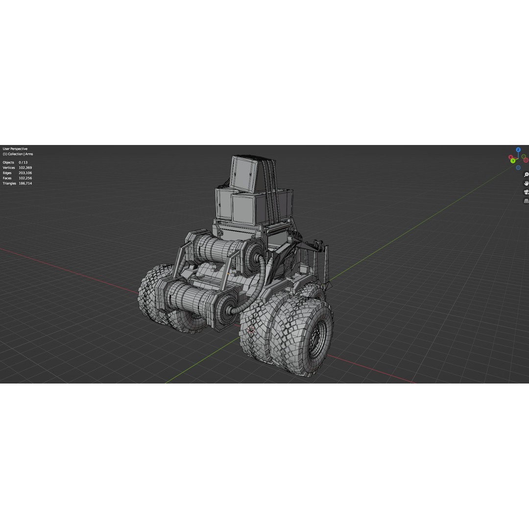 Industrial Dozer 3D Model – Low Poly Untextured Asset, FBX, OBJ - View 23