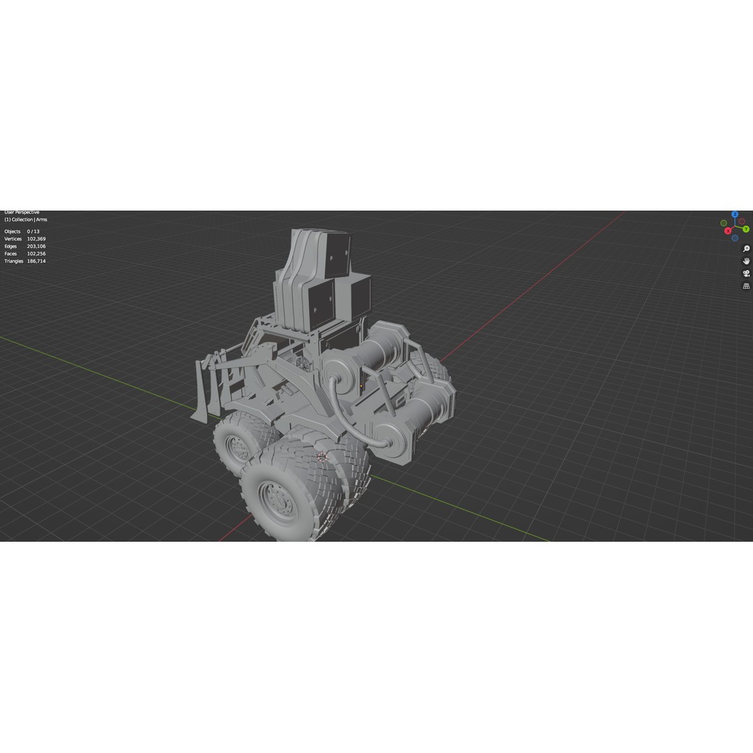Industrial Dozer 3D Model – Low Poly Untextured Asset, FBX, OBJ - View 26