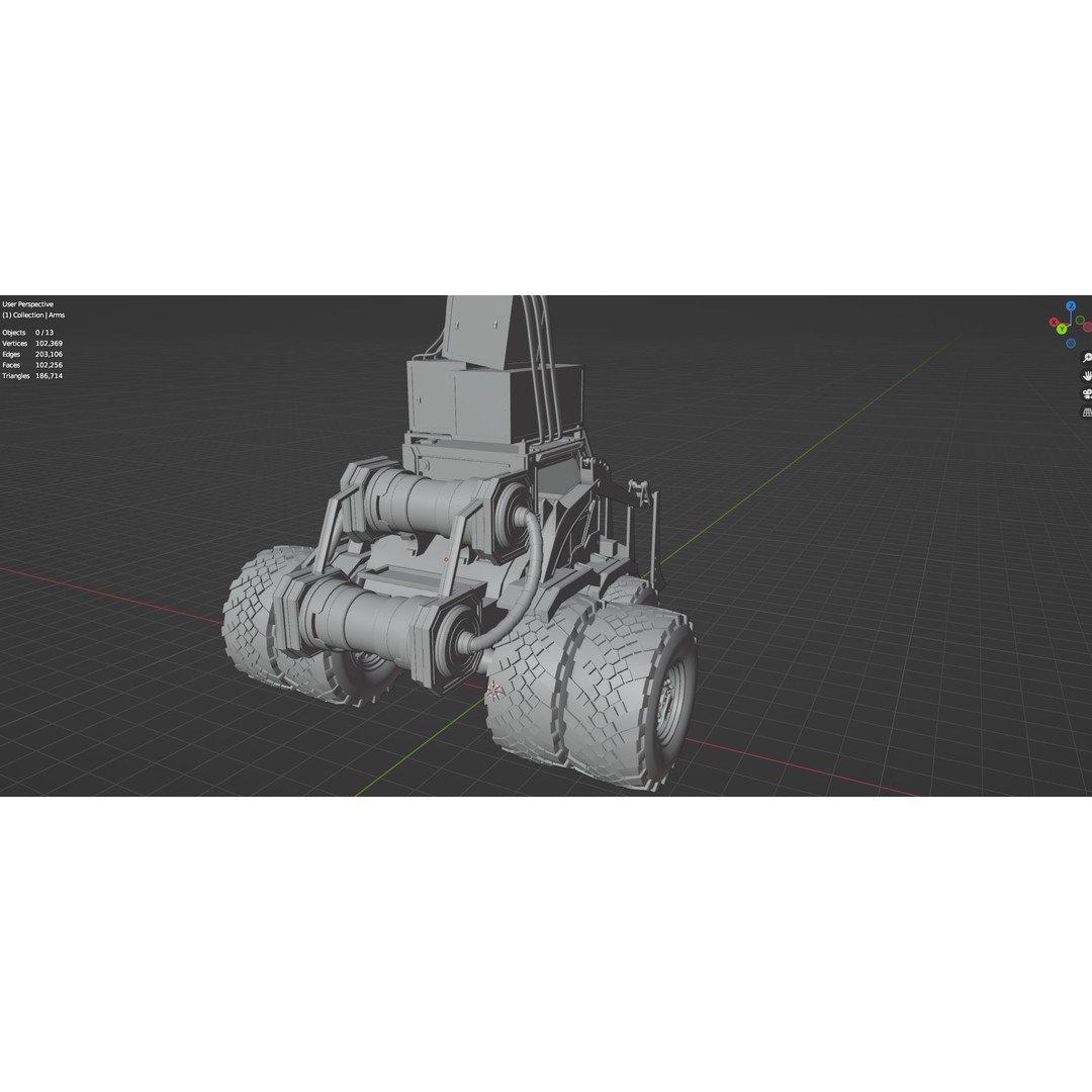 Industrial Dozer 3D Model – Low Poly Untextured Asset, FBX, OBJ - View 27