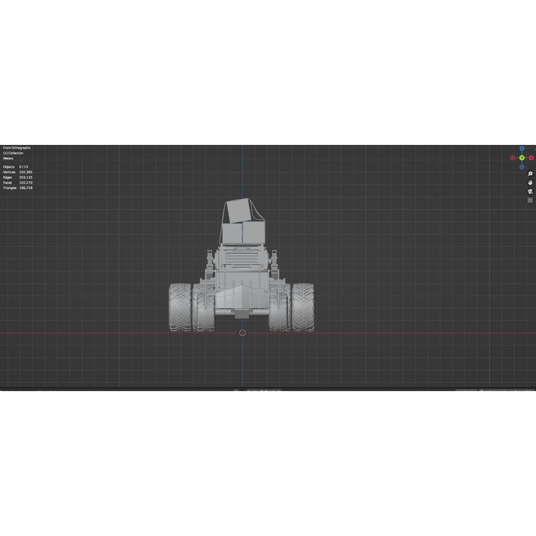 Industrial Dozer 3D Model – Low Poly Untextured Asset, FBX, OBJ - View 29