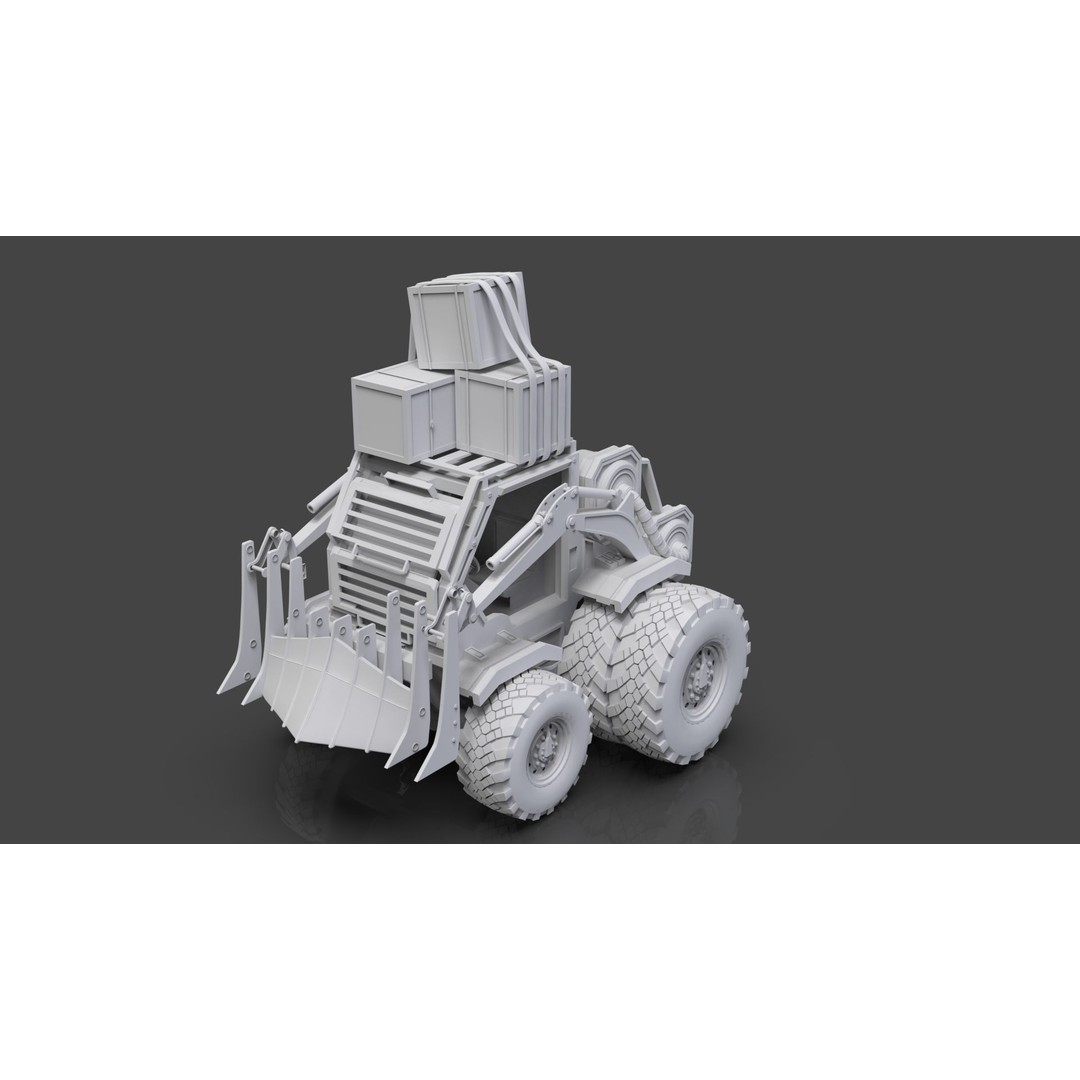 Industrial Dozer 3D Model – Low Poly Untextured Asset, FBX, OBJ - View 3