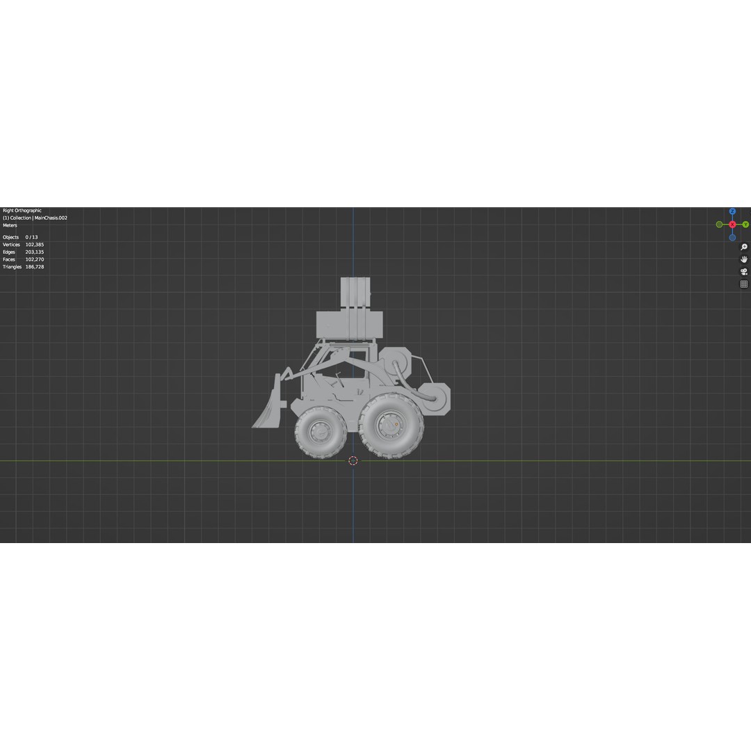 Industrial Dozer 3D Model – Low Poly Untextured Asset, FBX, OBJ - View 30