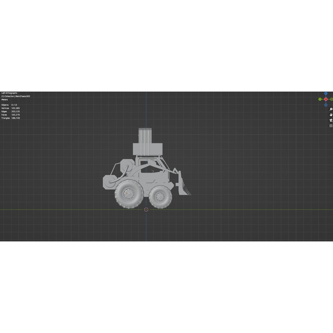 Industrial Dozer 3D Model – Low Poly Untextured Asset, FBX, OBJ - View 32