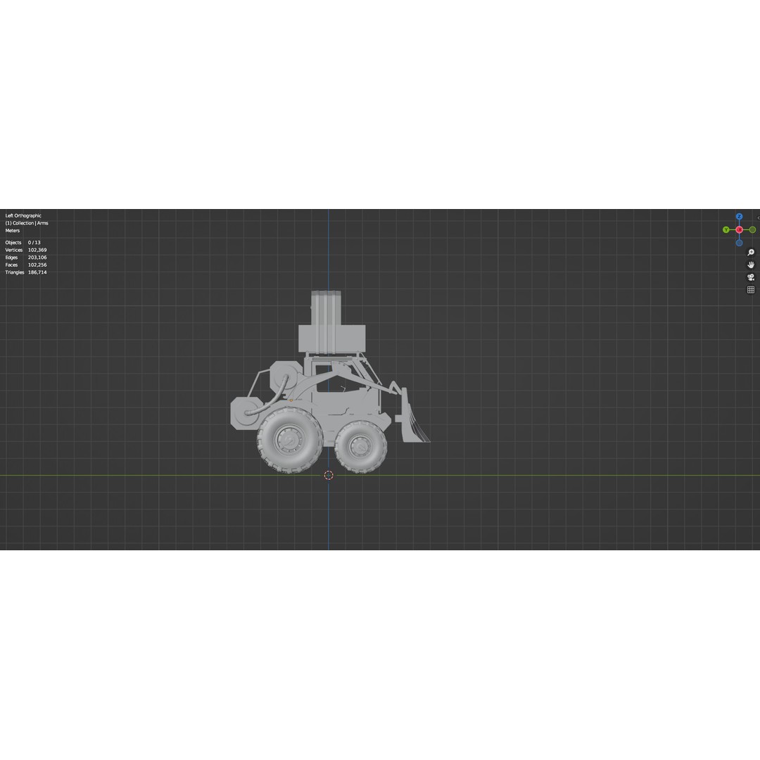 Industrial Dozer 3D Model – Low Poly Untextured Asset, FBX, OBJ - View 35