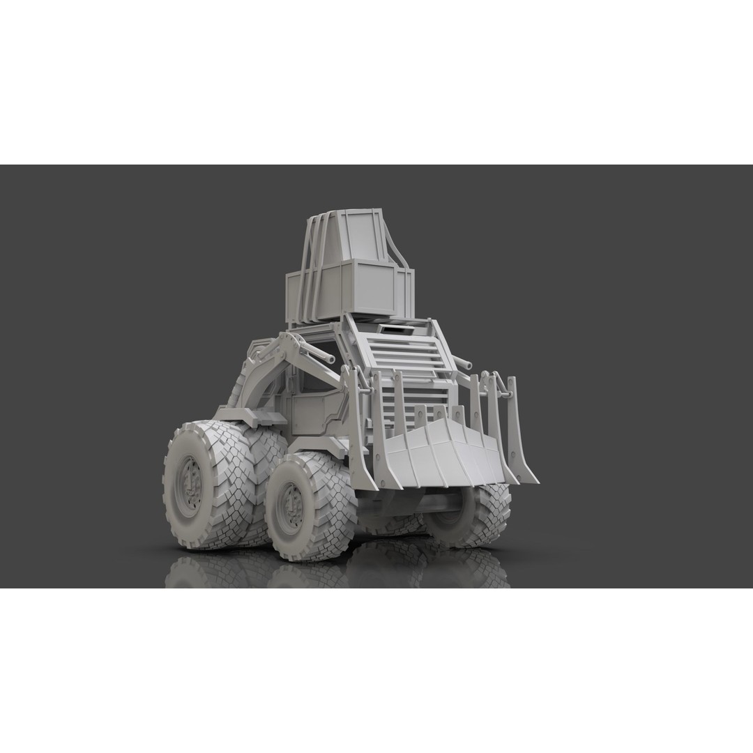 Industrial Dozer 3D Model – Low Poly Untextured Asset, FBX, OBJ - View 4