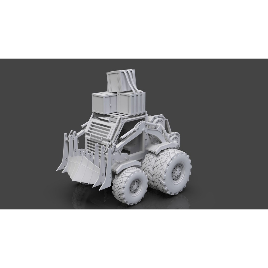 Industrial Dozer 3D Model – Low Poly Untextured Asset, FBX, OBJ - View 5