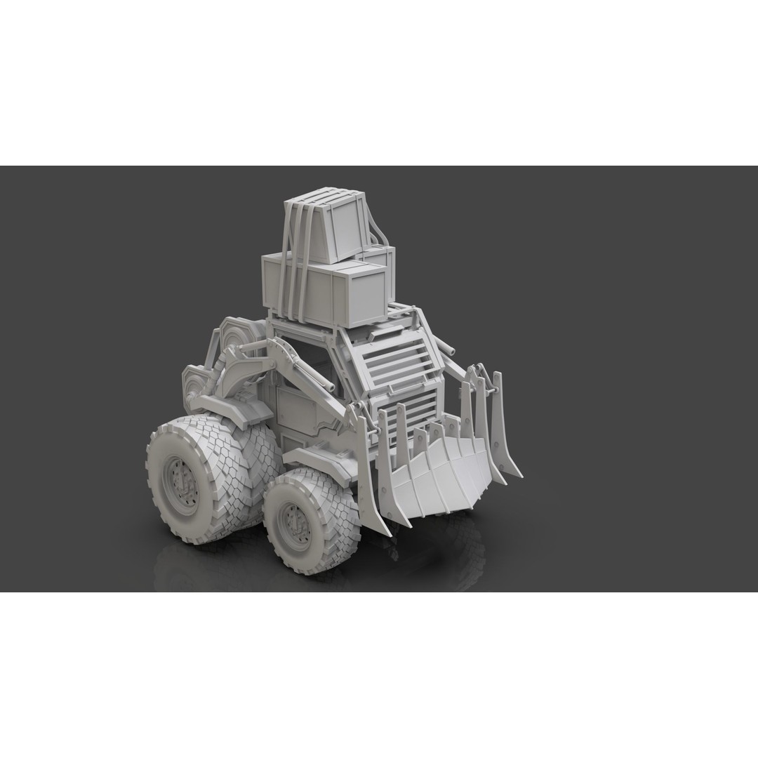 Industrial Dozer 3D Model – Low Poly Untextured Asset, FBX, OBJ - View 6