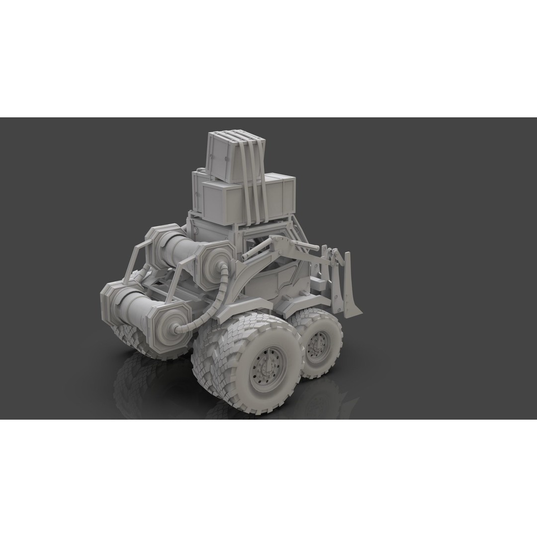 Industrial Dozer 3D Model – Low Poly Untextured Asset, FBX, OBJ - View 7