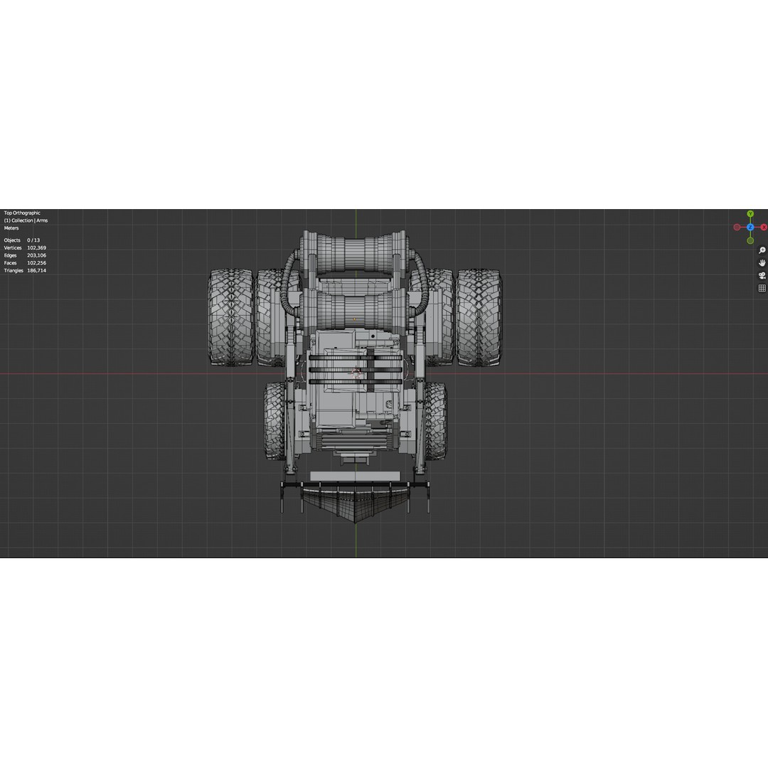 Industrial Dozer 3D Model – Low Poly Untextured Asset, FBX, OBJ - View 8