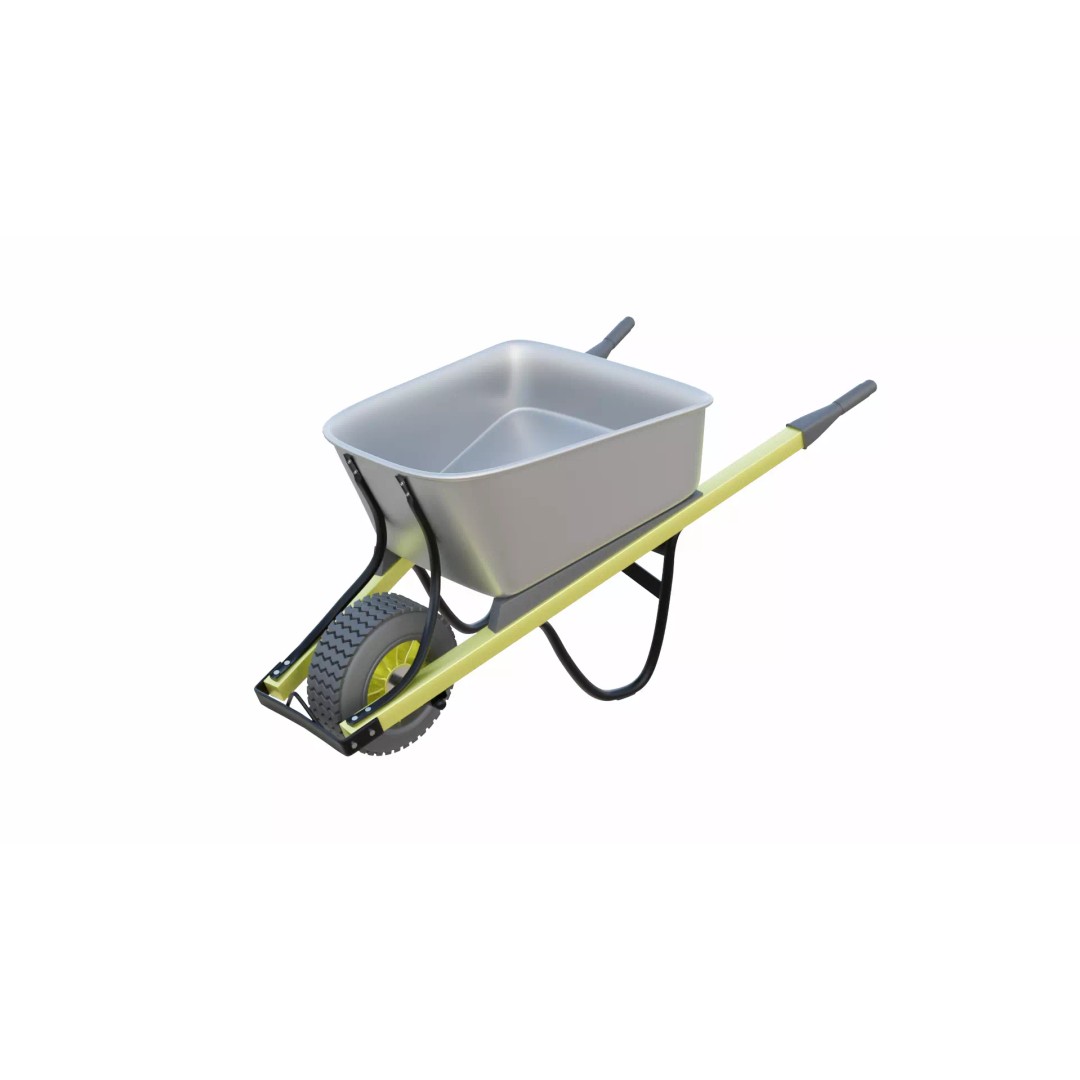 Wheelbarrow 3D Model – PBR Textured, Game-Ready Formats - View 2