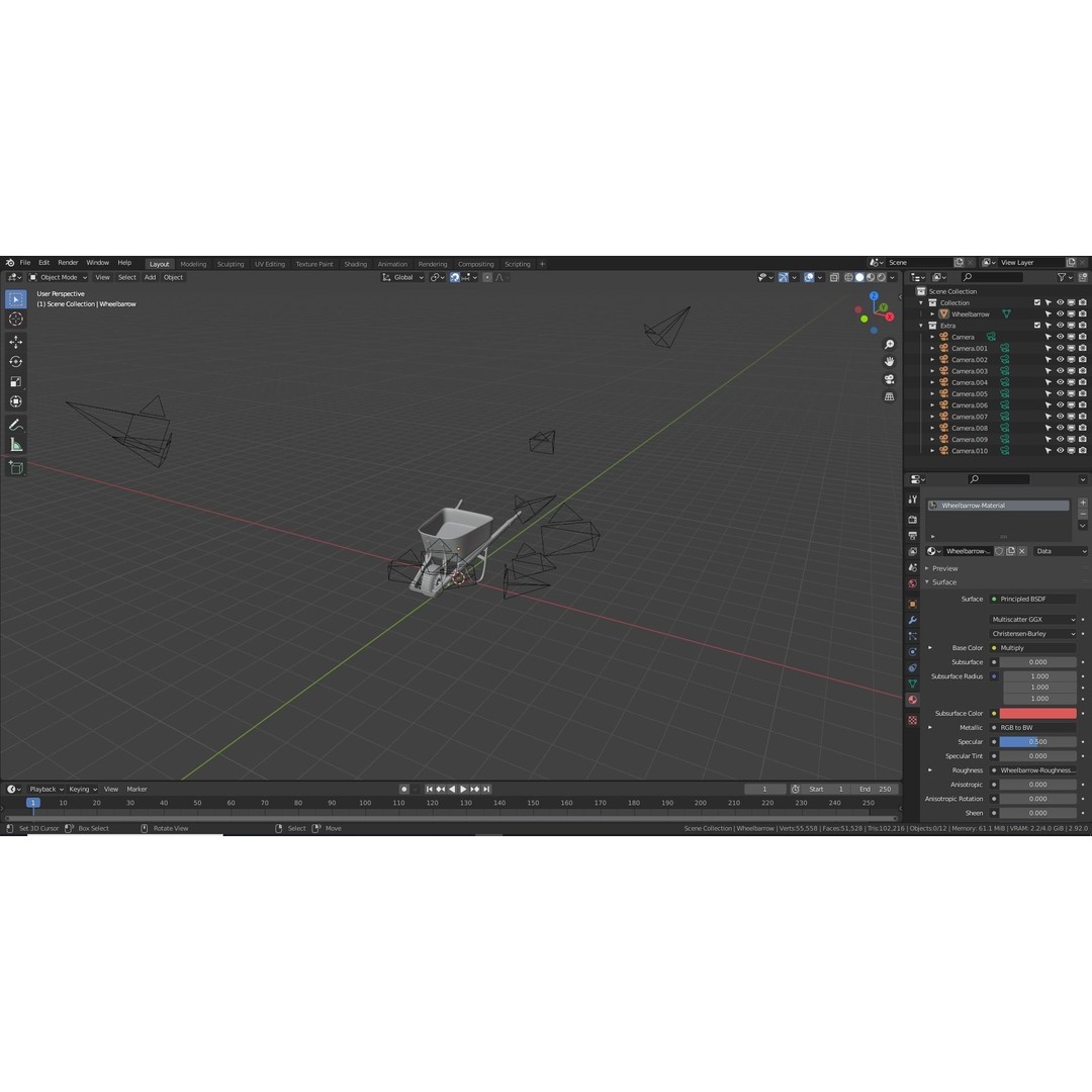 Wheelbarrow 3D Model – PBR Textured, Game-Ready Formats - View 24