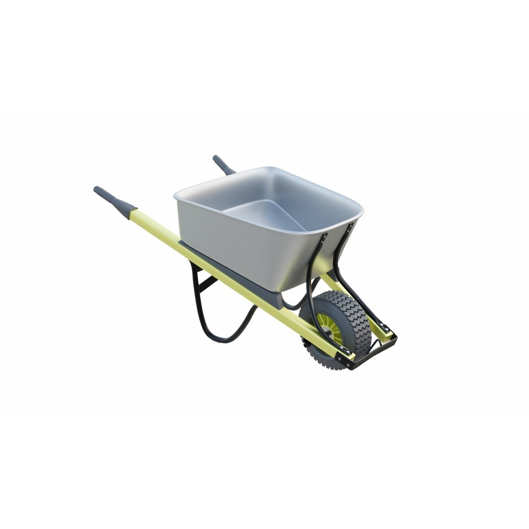 Wheelbarrow 3D Model – PBR Textured, Game-Ready Formats - View 4
