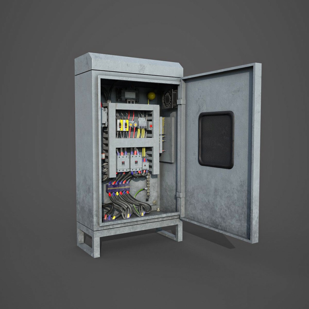 Industrial Electrical Control Panel 3D Model – Low Poly Game-Ready Asset, FBX
