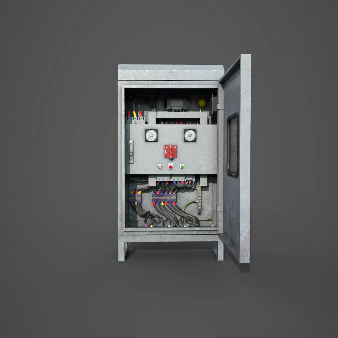Industrial Electrical Control Panel 3D Model – Low Poly Game-Ready Asset, FBX - View 2