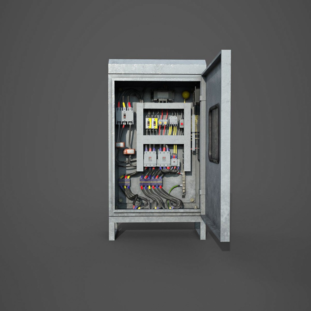 Industrial Electrical Control Panel 3D Model – Low Poly Game-Ready Asset, FBX - View 3