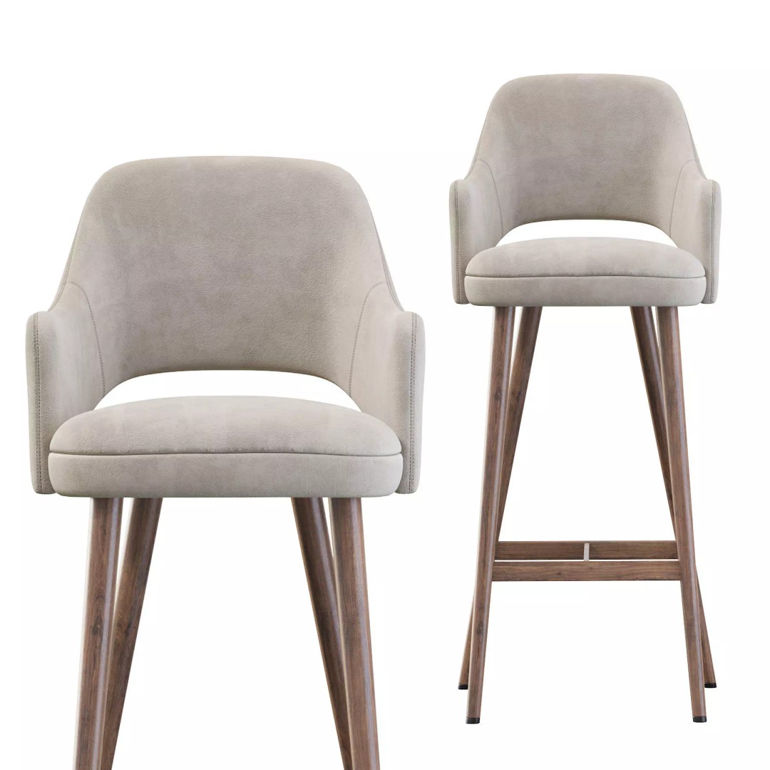 Costanza Barstool 3D Model – Modern Design with Comfort Features - View 4