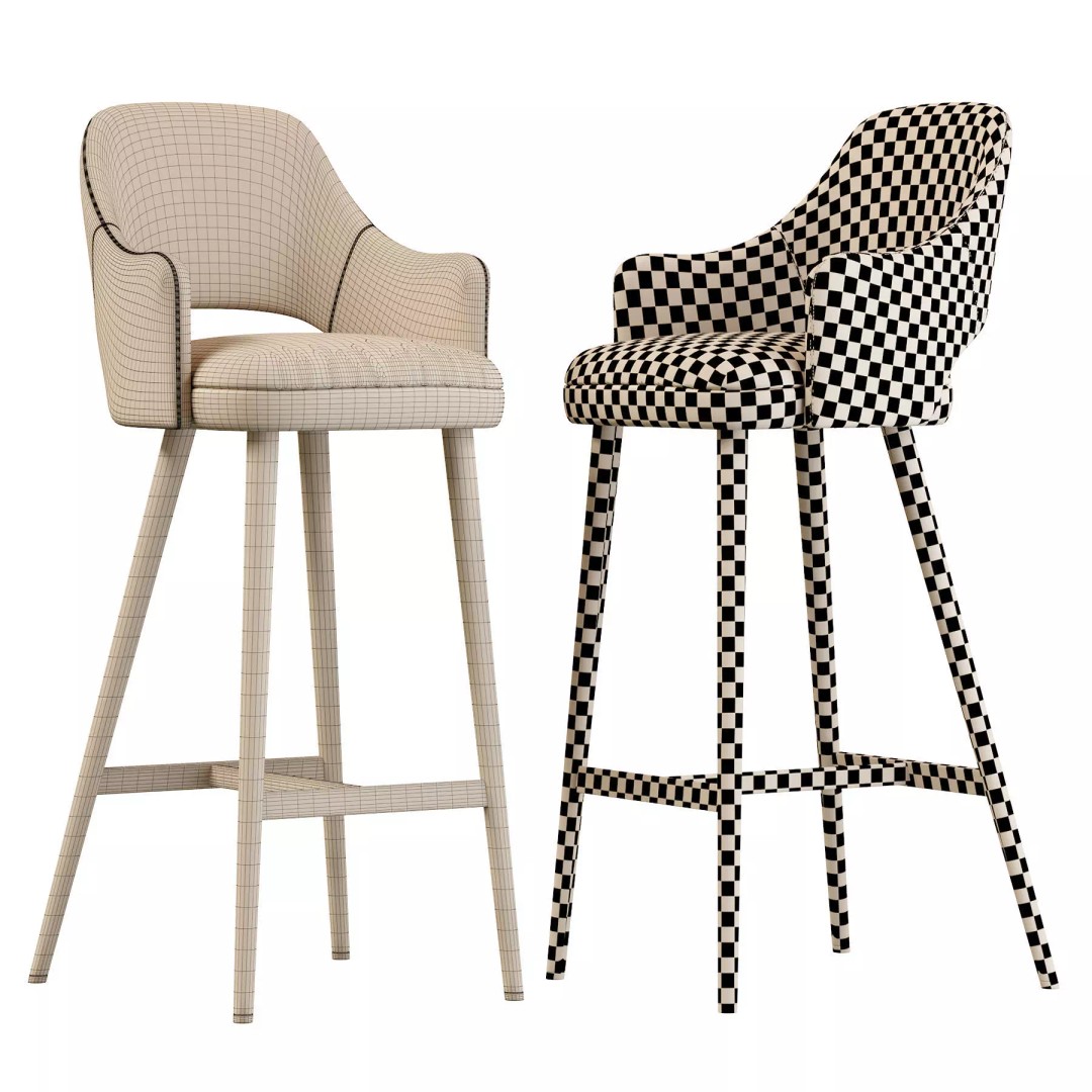 Costanza Barstool 3D Model – Modern Design with Comfort Features - View 6