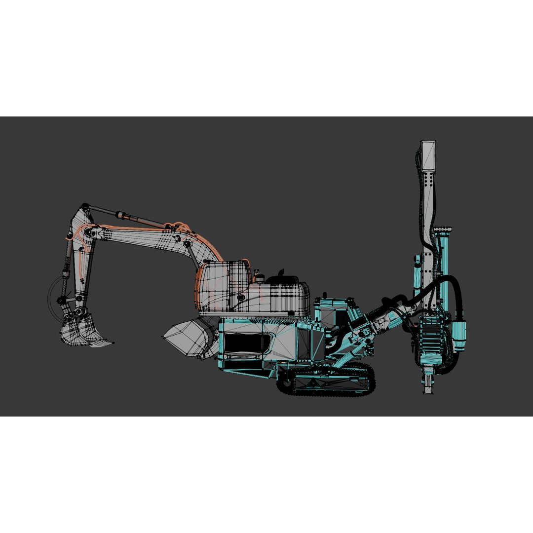 Surface Top Hammer Drill 3D Model – High Poly Industrial Equipment, Blender