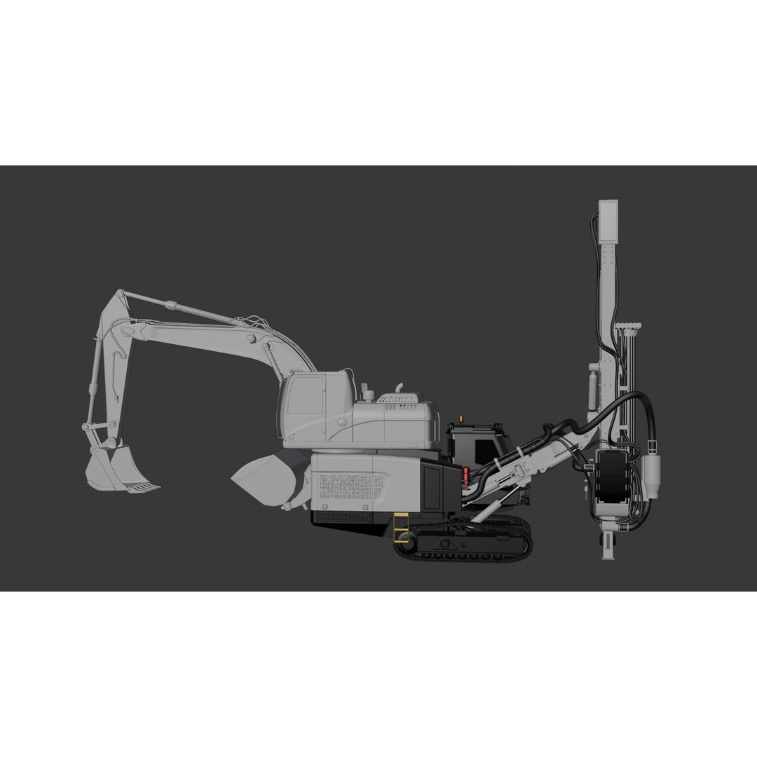 Surface Top Hammer Drill 3D Model – High Poly Industrial Equipment, Blender - View 6