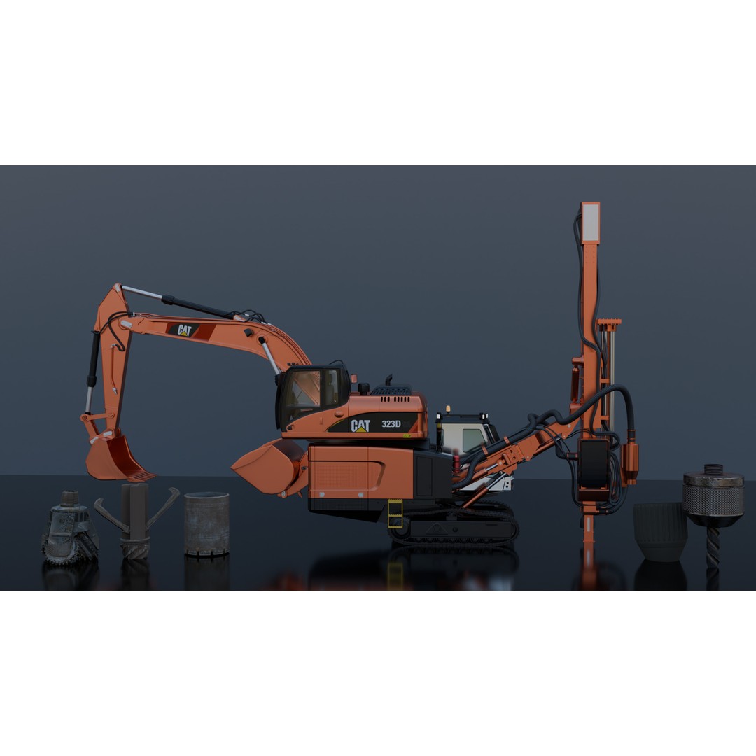 Surface Top Hammer Drill 3D Model – High Poly Industrial Equipment, Blender - View 7