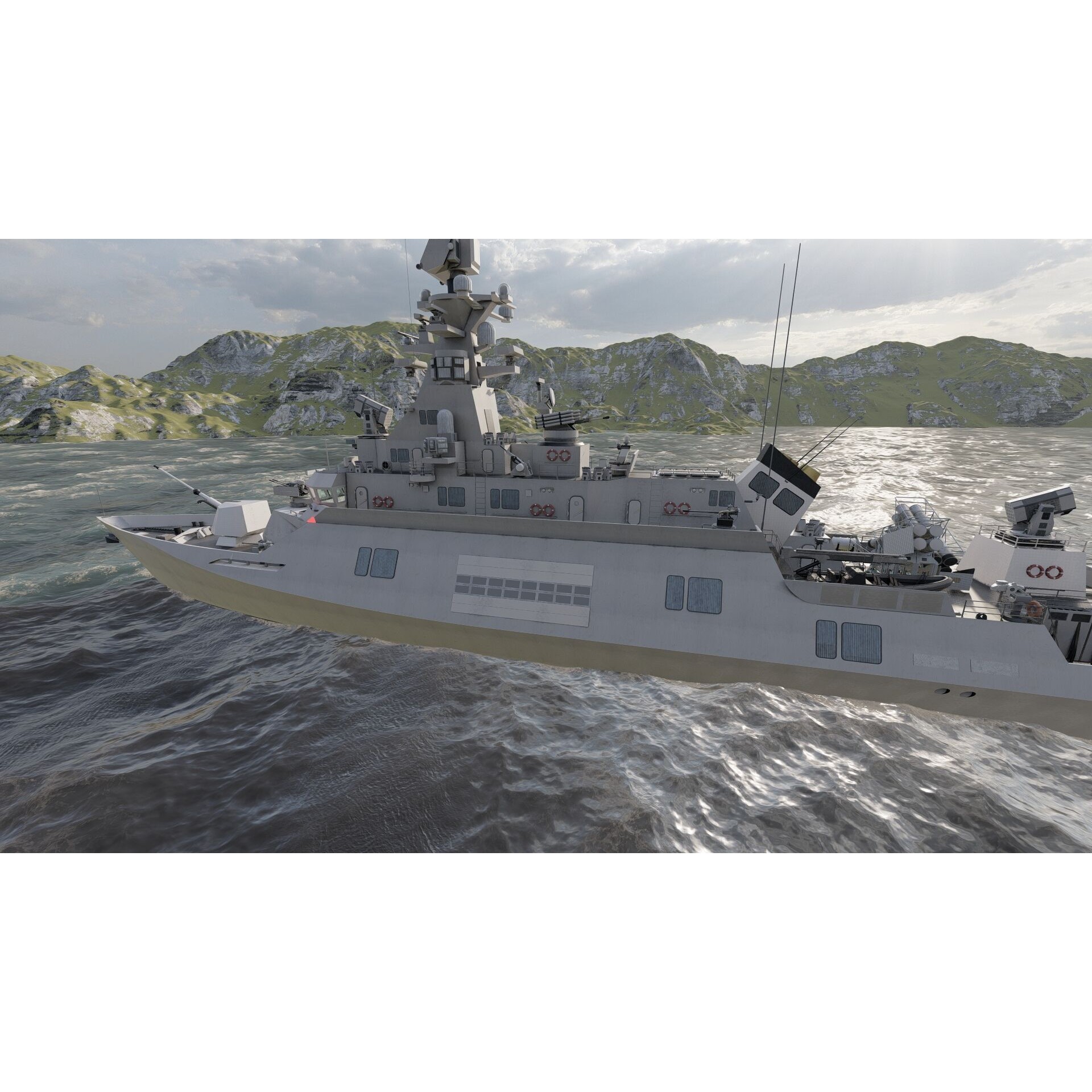 Multirole Combat Corvette - Game-Ready 3D Model - View 11