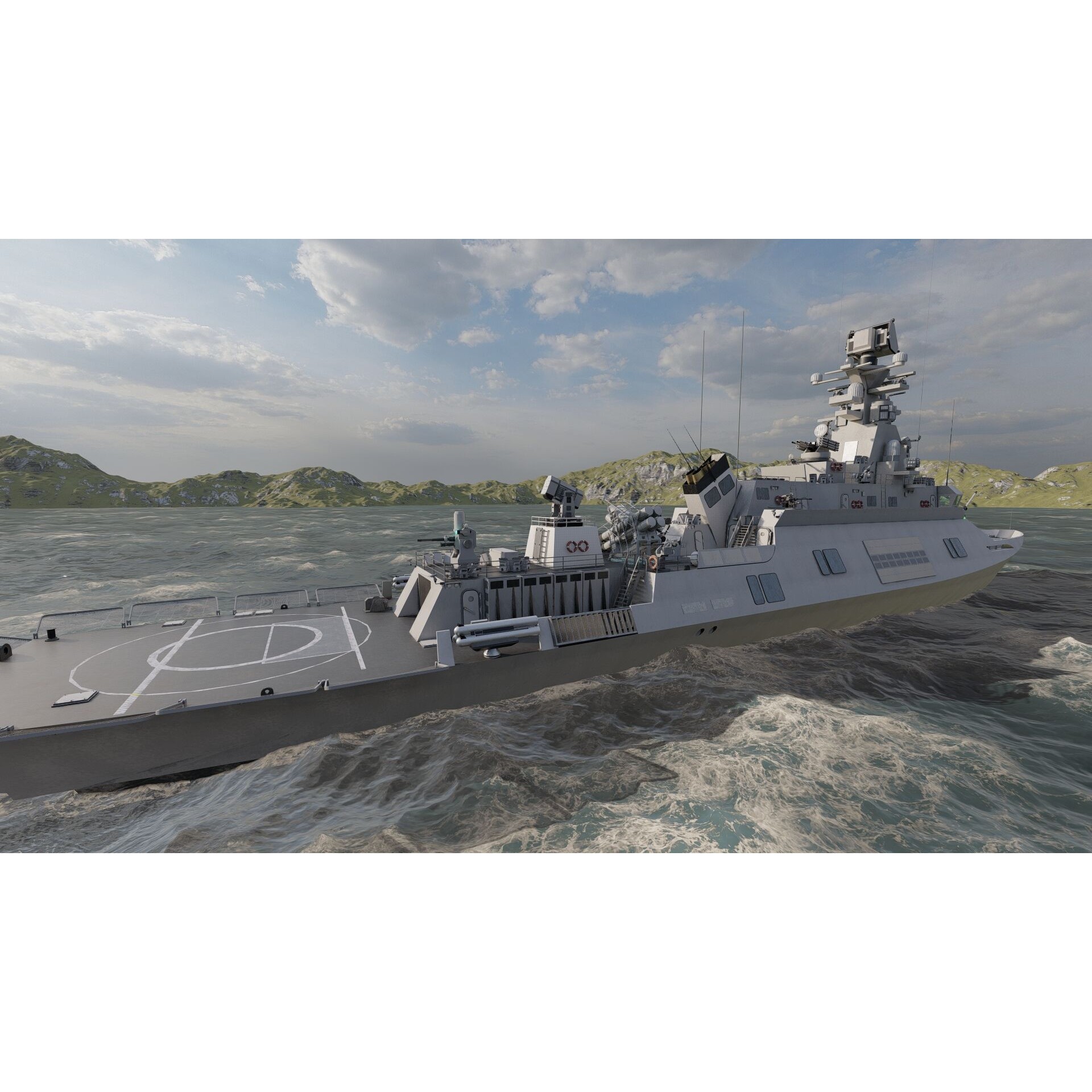 Multirole Combat Corvette - Game-Ready 3D Model - View 13