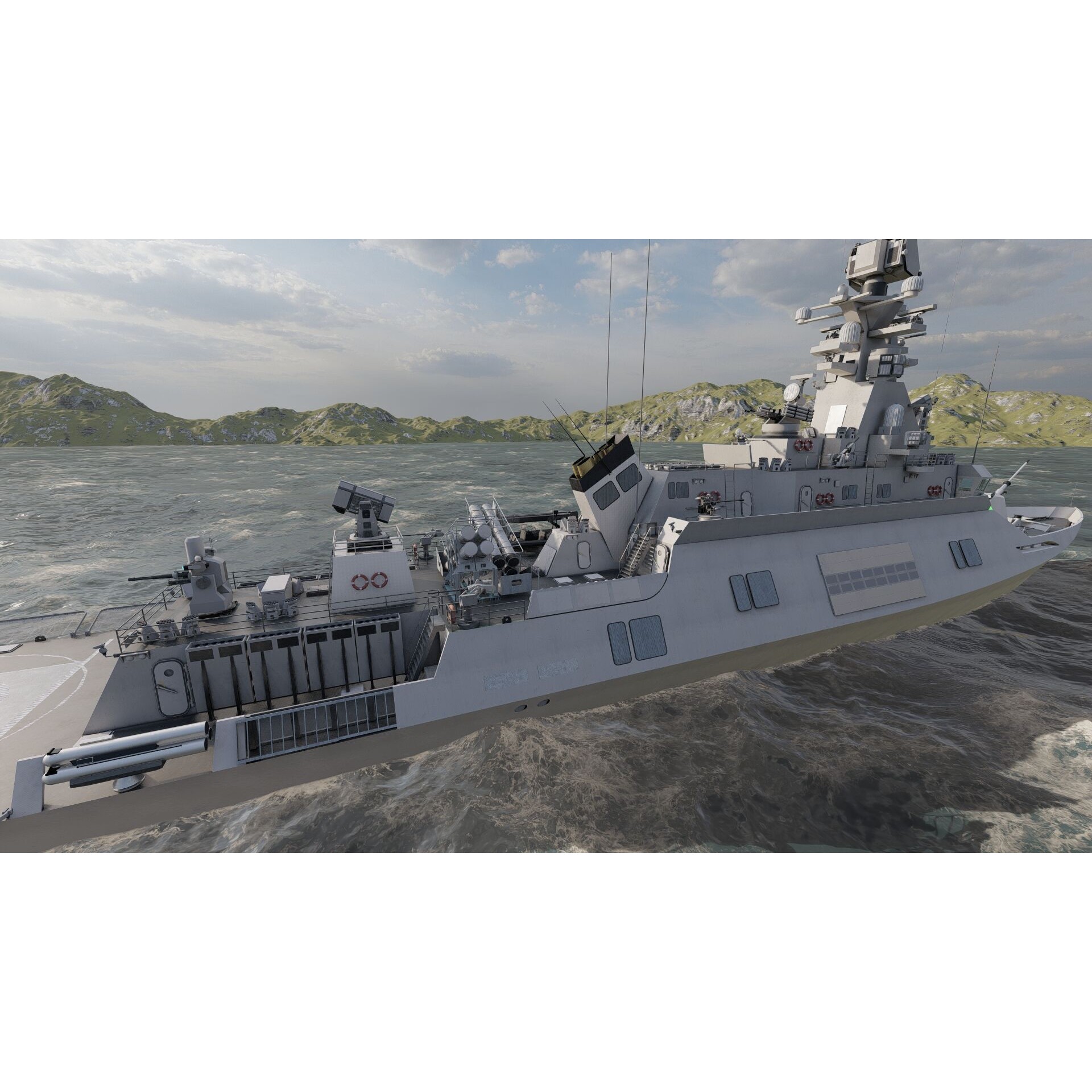 Multirole Combat Corvette - Game-Ready 3D Model - View 14