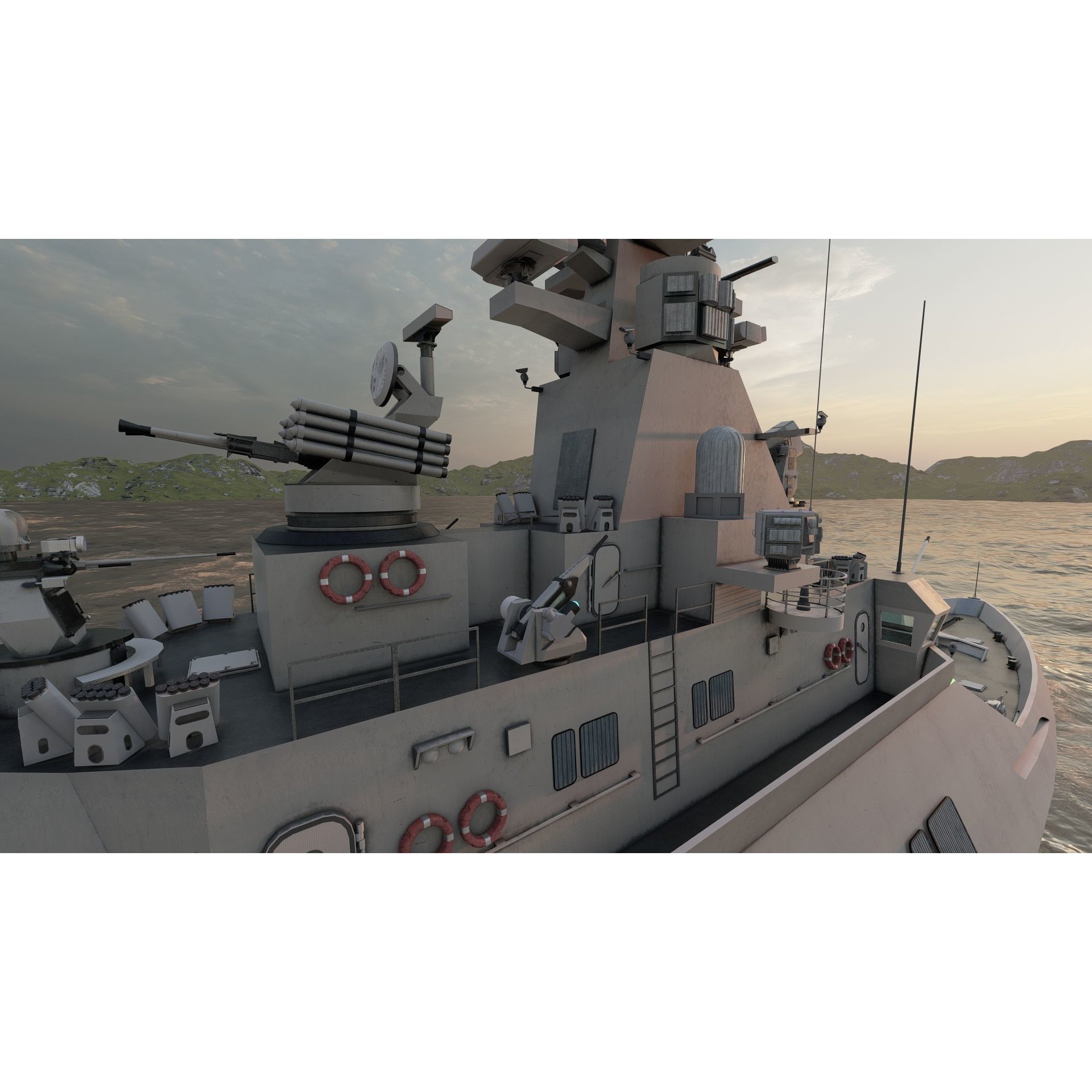 Multirole Combat Corvette - Game-Ready 3D Model - View 33