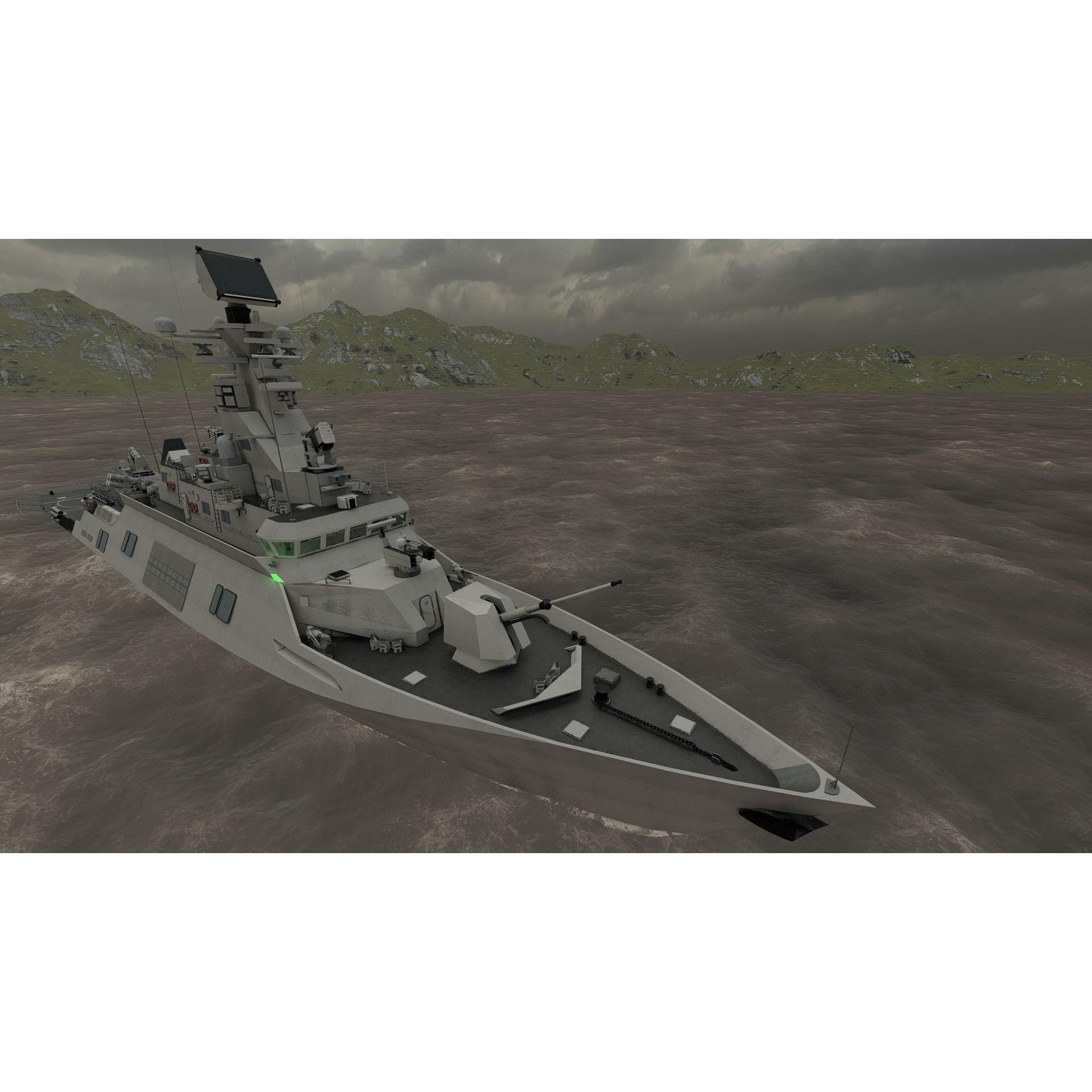 Multirole Combat Corvette - Game-Ready 3D Model - View 35