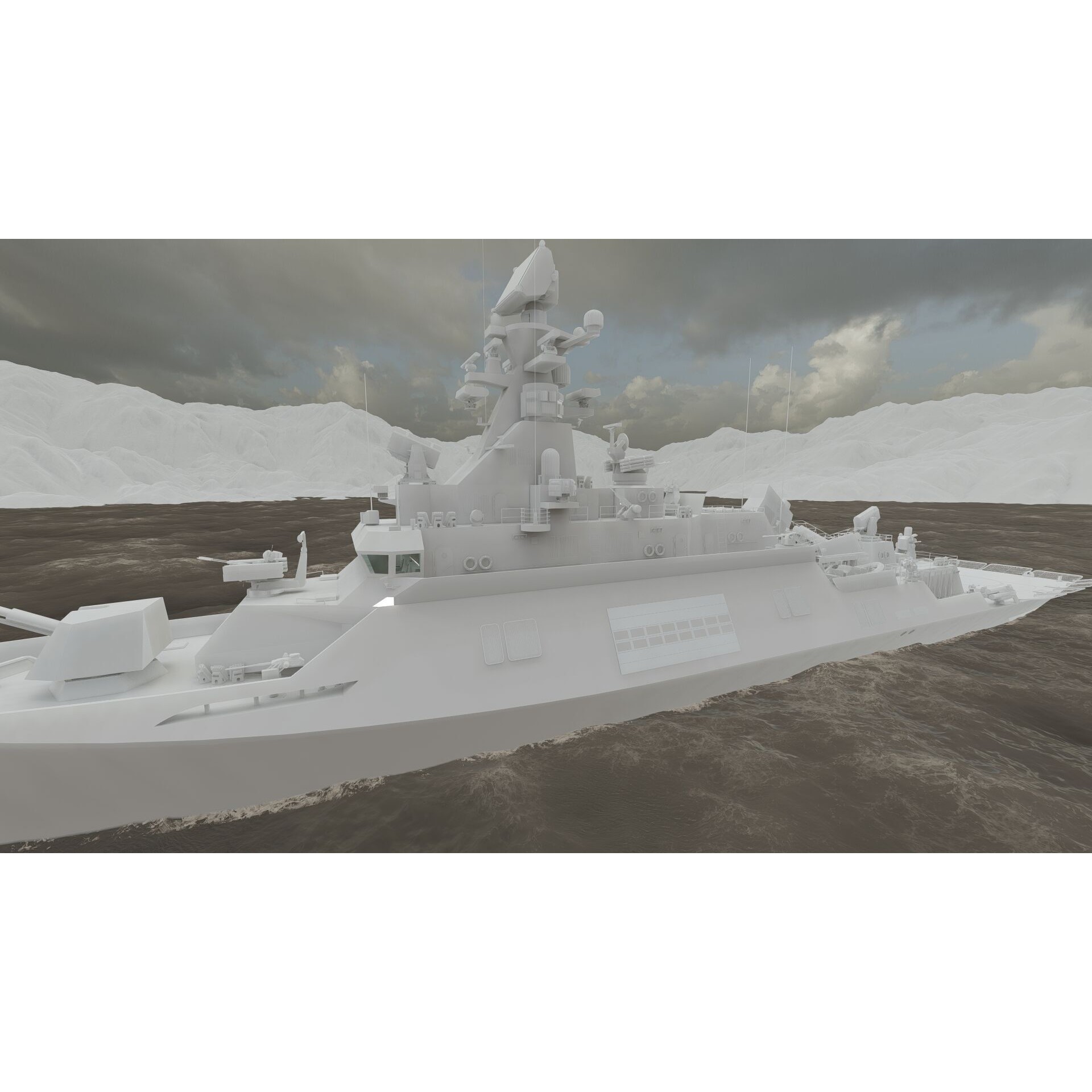 Multirole Combat Corvette - Game-Ready 3D Model - View 37