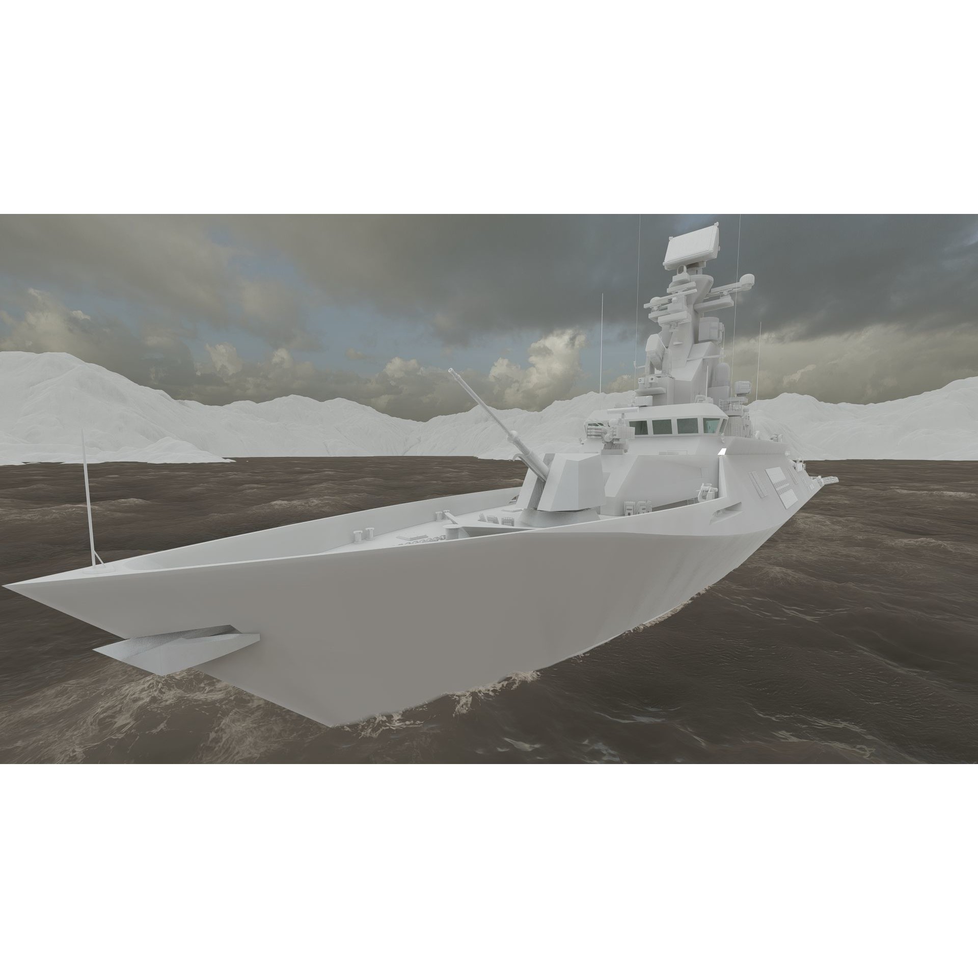 Multirole Combat Corvette - Game-Ready 3D Model - View 39