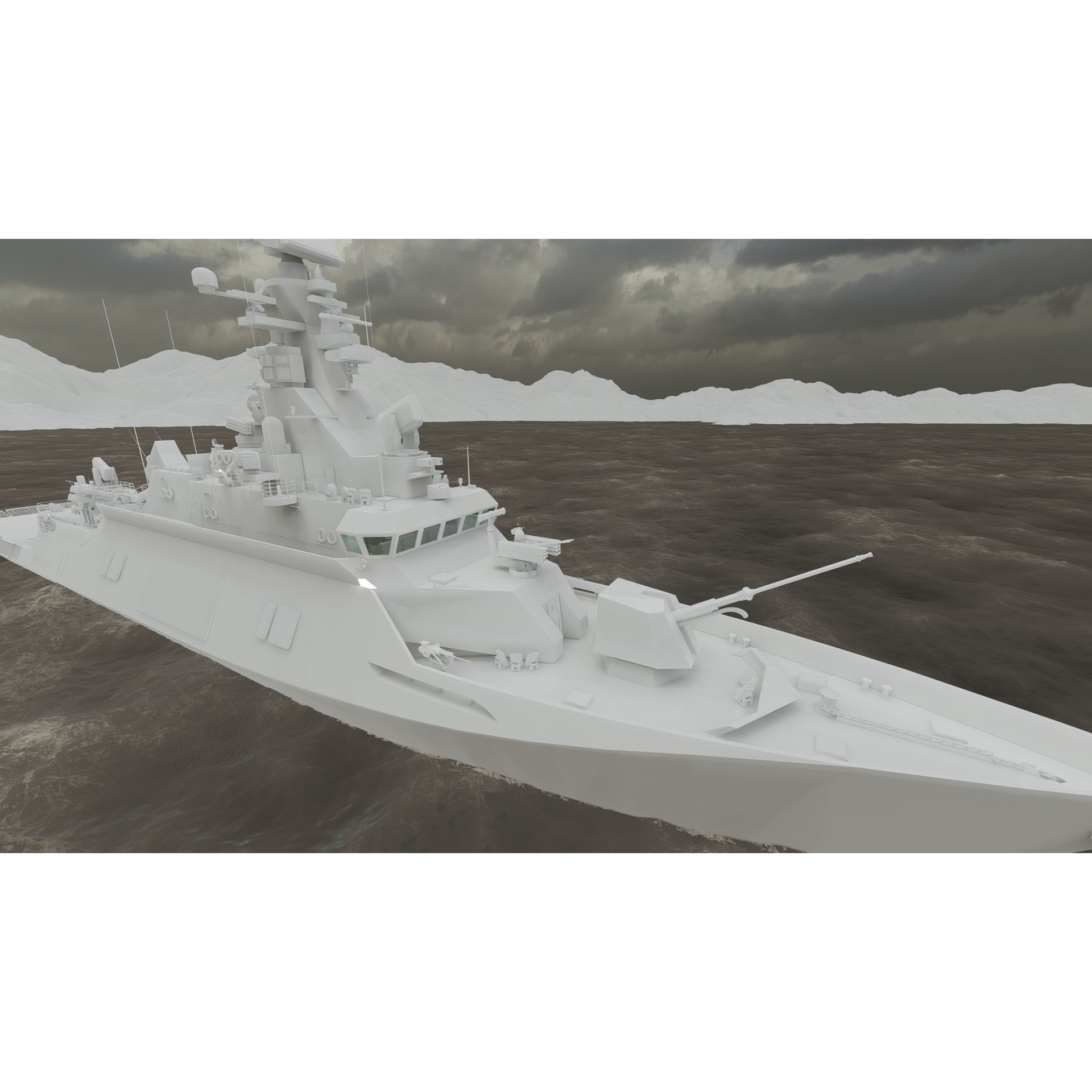 Multirole Combat Corvette - Game-Ready 3D Model - View 41