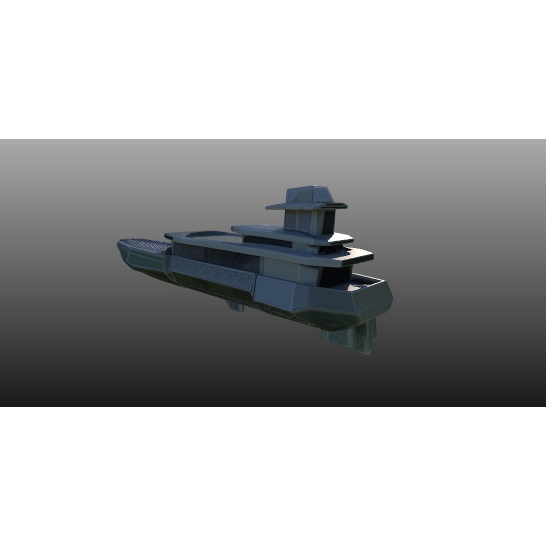 Yacht 3D Model – Low Poly Concept Design, FBX & PBR Textures - View 11