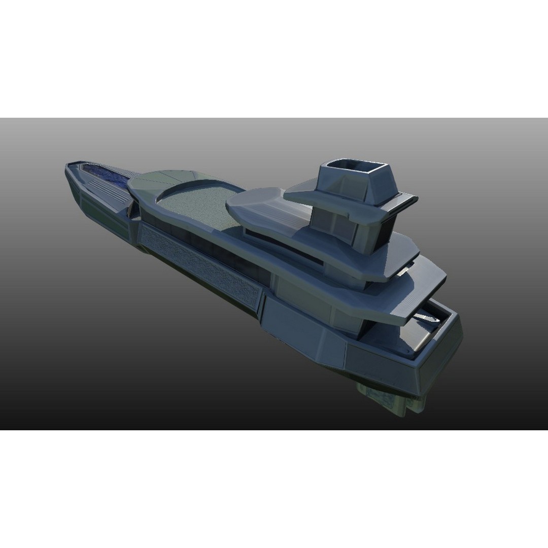 Yacht 3D Model – Low Poly Concept Design, FBX & PBR Textures - View 3