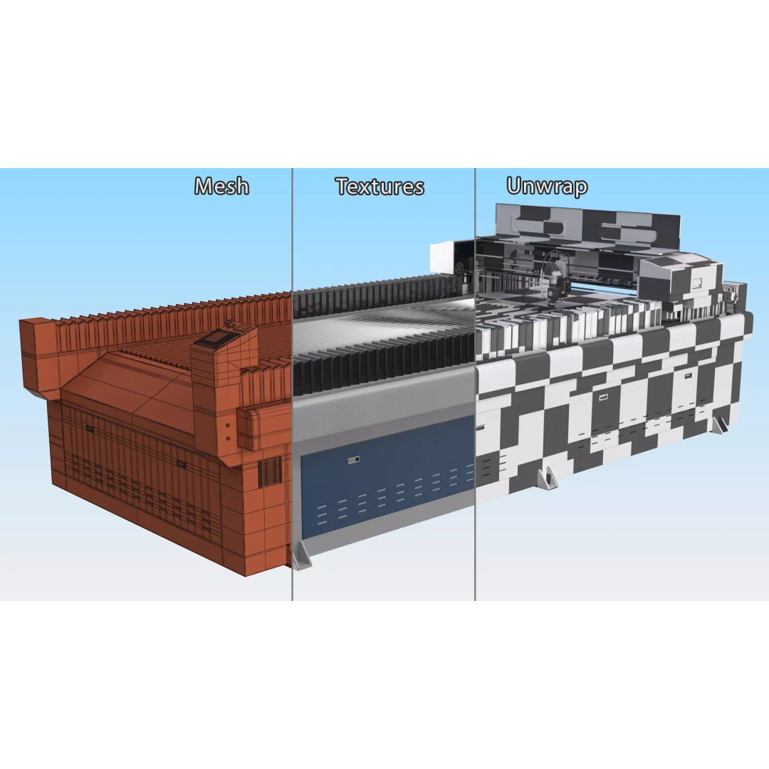 Reaying Industrial Sheet Metal Laser Cutter 3D Model – Rigged PBR Asset - View 17