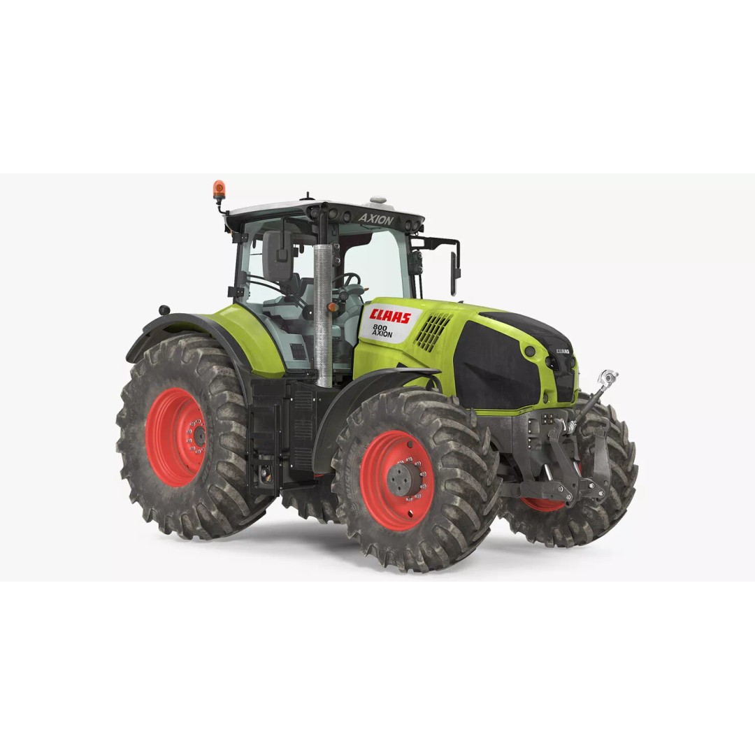 Claas Axion 800 Dirty Tractor 3D Model – High Poly PBR Farm Vehicle, FBX - View 2